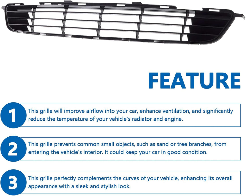 Perfit Liner Front Bumper Lower Grille Grill Compatible With 2009 2010 TOYOTA Corolla Direct Replacement Parts Primed Black TO1036111 5311202120