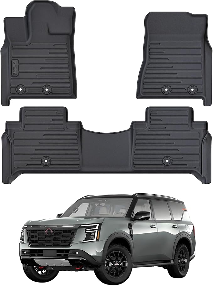 2 Rows Floor Mats for 2025 Nissan Armada 7 and 8 Passenger Models, TPE All by AltraVosAllWeatherCarMats