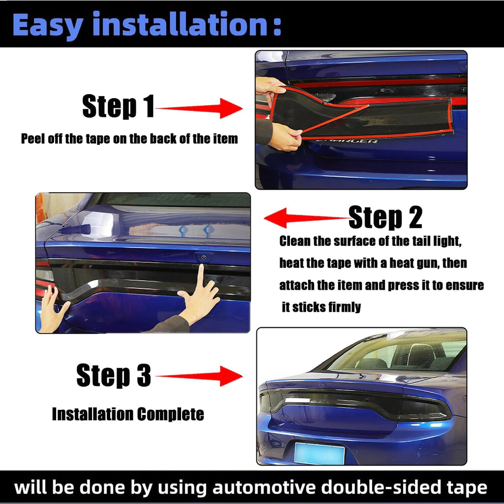 Tail Light Covers Guards Fit for Dodge Charger GT SRT SXT SE R/T Scat Pack 2015-2024, Smoked Black Rear Light Protective Cover Guards Trim Set Exterior Accessories