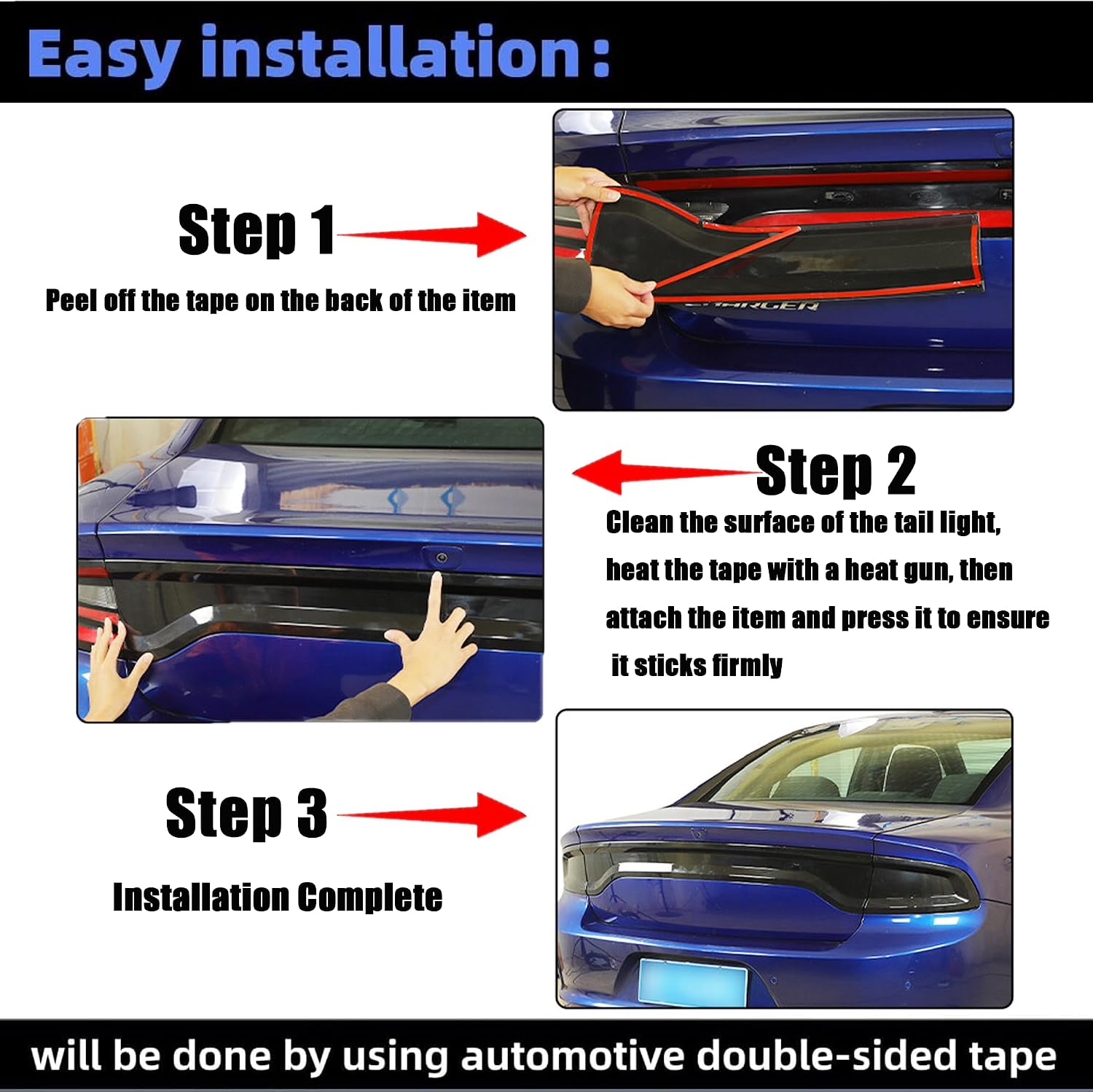Tail Light Covers Guards Fit for Dodge Charger GT SRT SXT SE R/T Scat Pack 2015-2024, Smoked Black Rear Light Protective Cover Guards Trim Set Exterior Accessories