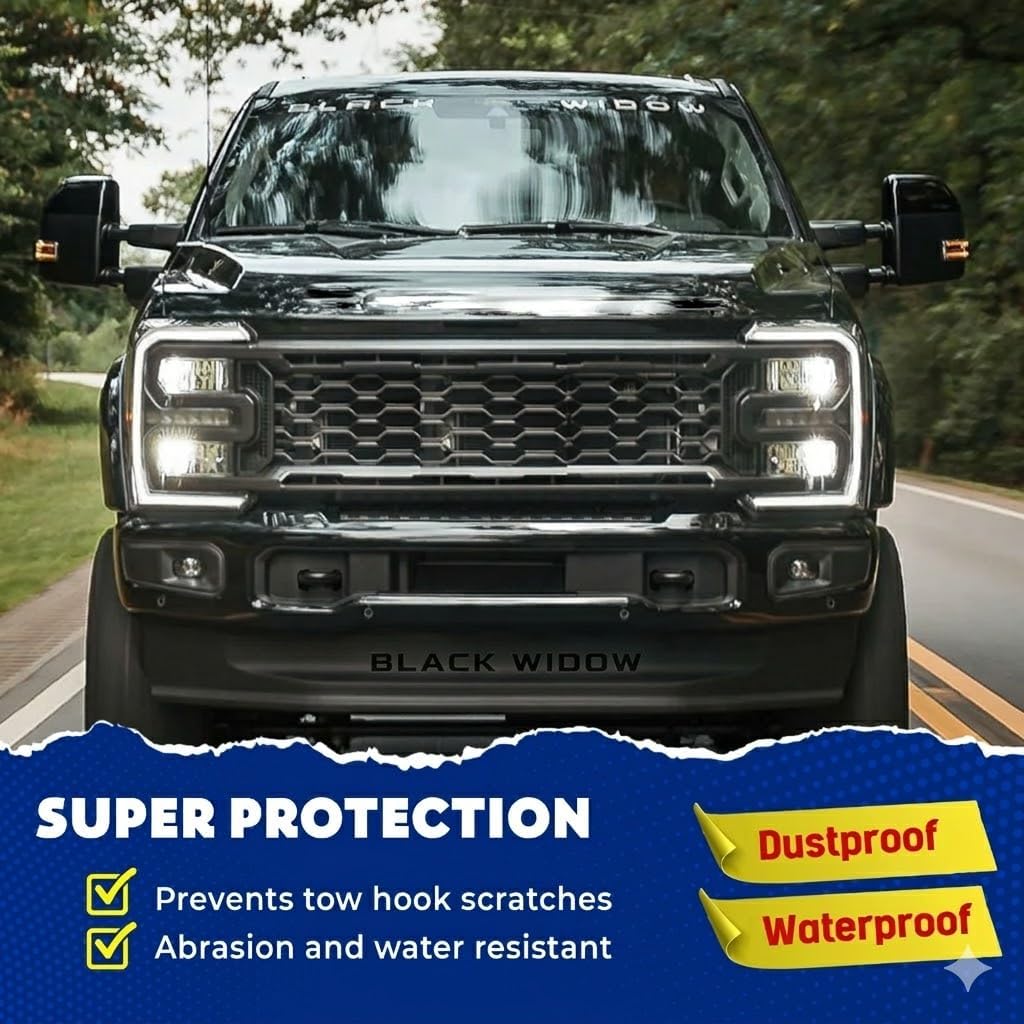 Tow Hook Covers Compatible with 2017 2018 2019 2020 2021 2022 2023 2024 2025 2026 Super Duty F250 F350 F450 Accessories - Upgrade Design, Silicone Rubber, Free Installation (Black)