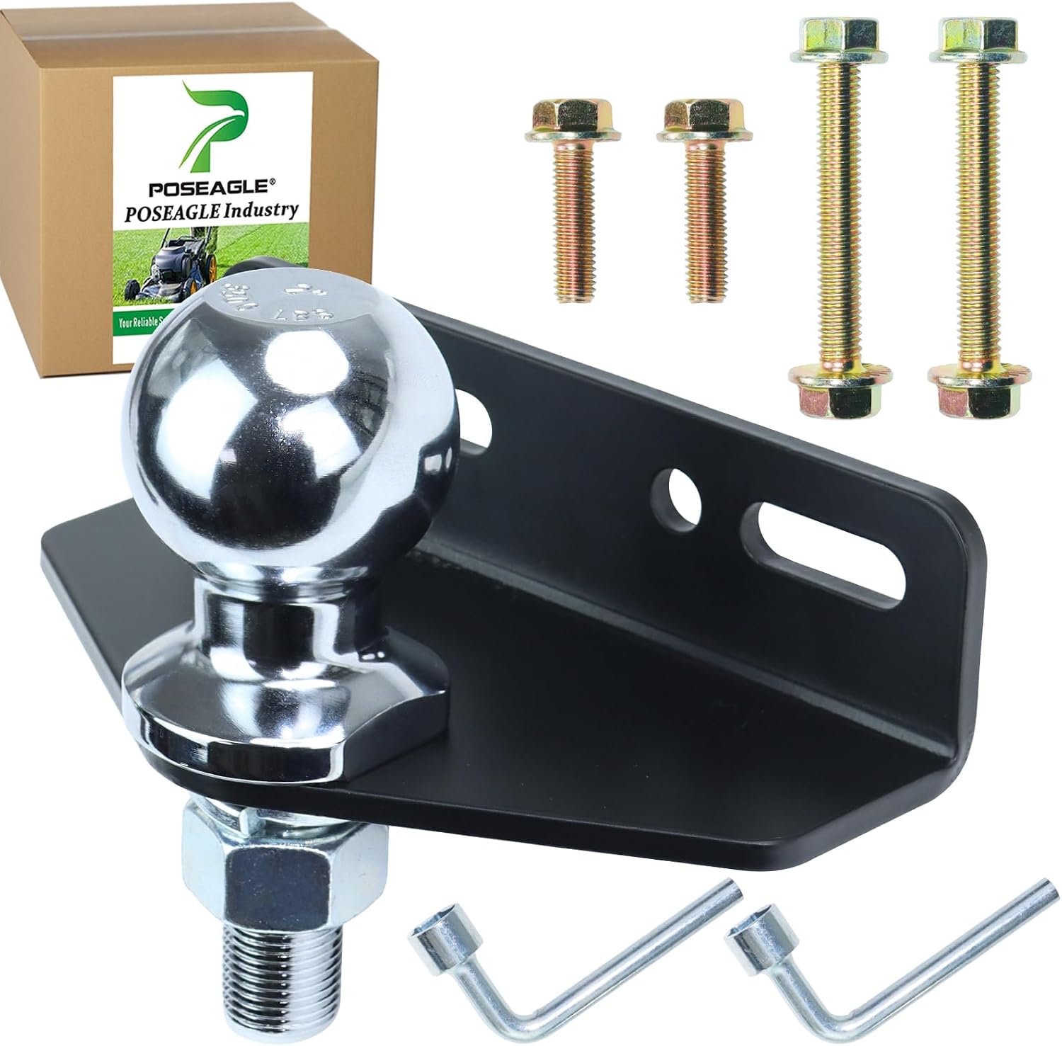[Upgraded Universal Heavy Duty Zero Turn Mower Trailer Hitch | Include Chrome Trailer Hitch Ball, 3,500 lbs, 2 Inch Diameter, 3/4 x 2-Inch Shank and L Socket Wrench