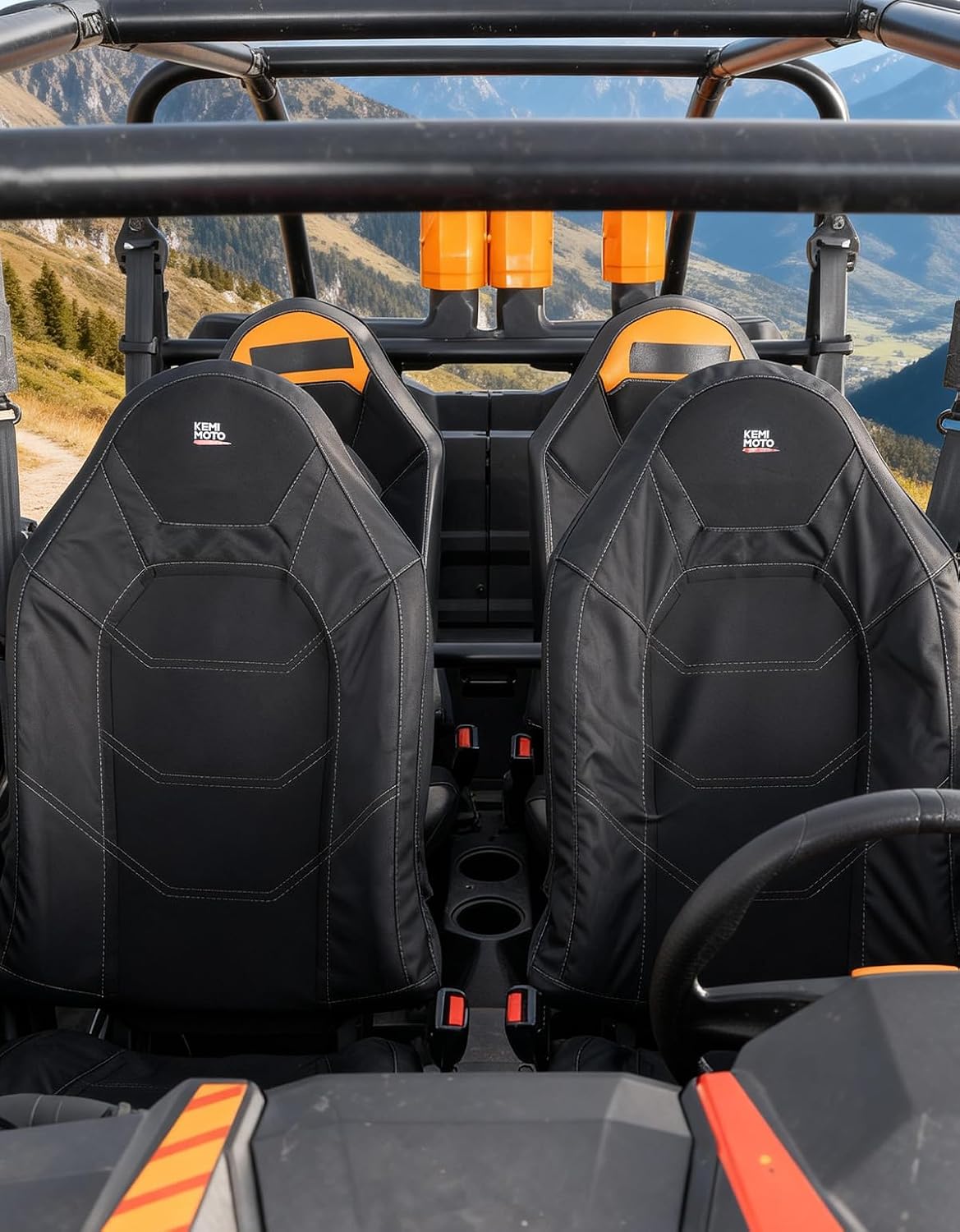 KEMIMOTO RZR Seat Covers Compatible with 2014-2023 Polaris RZR XP 1000 | XP Turbo, RS1 2 and 4 Seater Neoprene 1680D with Zipper Pocket Water-Resistant Scratch Resistant Grey 2 Pack