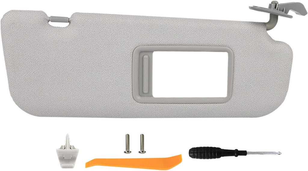 Right Passenger Side Sun Visor Compatible with 2011-2016 Hyundai Elantra (Not for GT Models) Sunvisor Replacement with Clip & Screws, Replaces# 85210-3X040-TX (Color Gray)