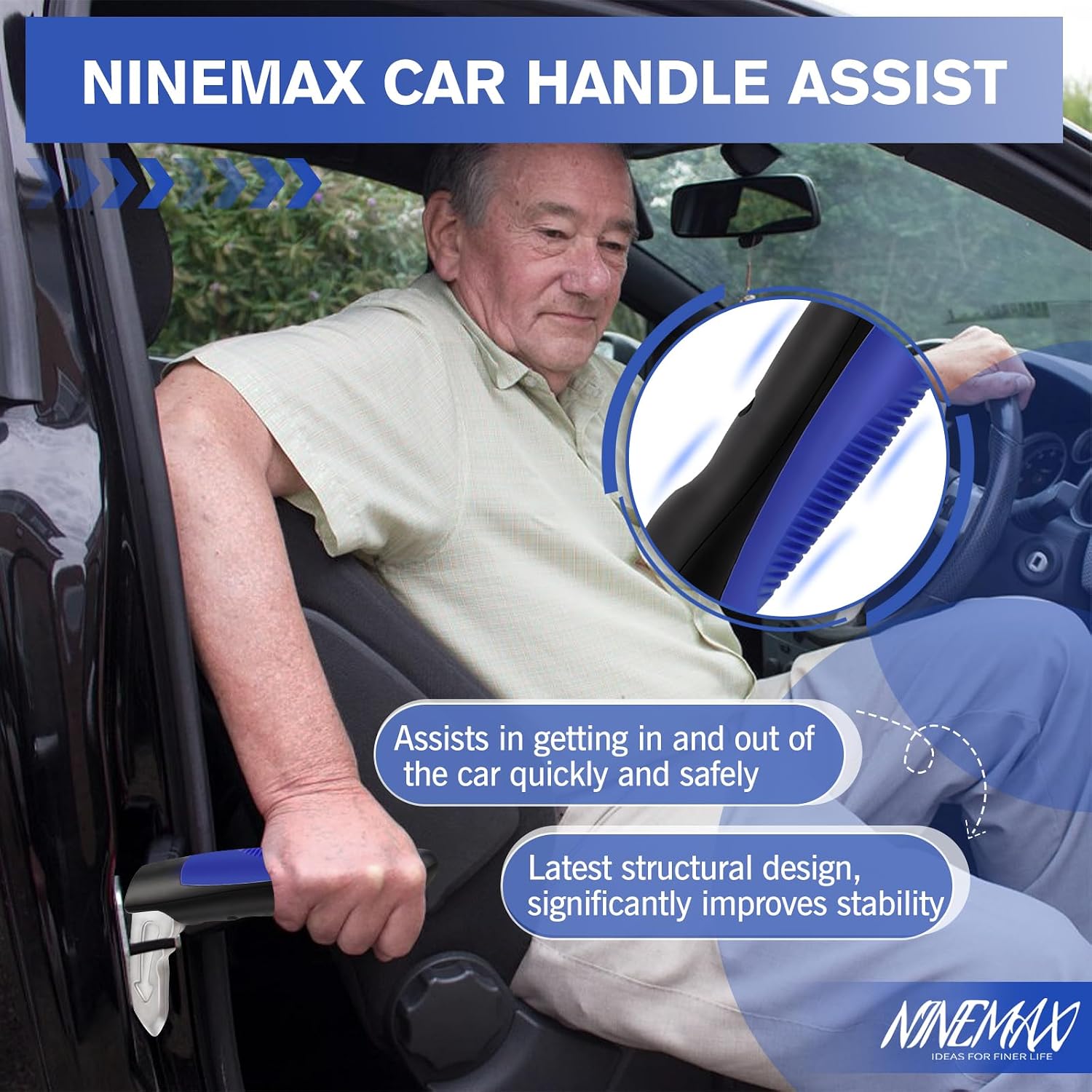 NINEMAX Car Door Handle for Elderly Car Handle Assist Support, Auto Grab Handles, Portable Car Door Cane for Seniors, Handicap (1 pc)