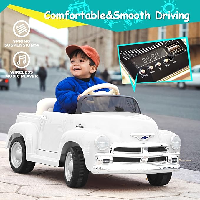 Joywhale 12V Kids Ride on Car Licensed Chevrolet 3100 Pickup Battery Powered