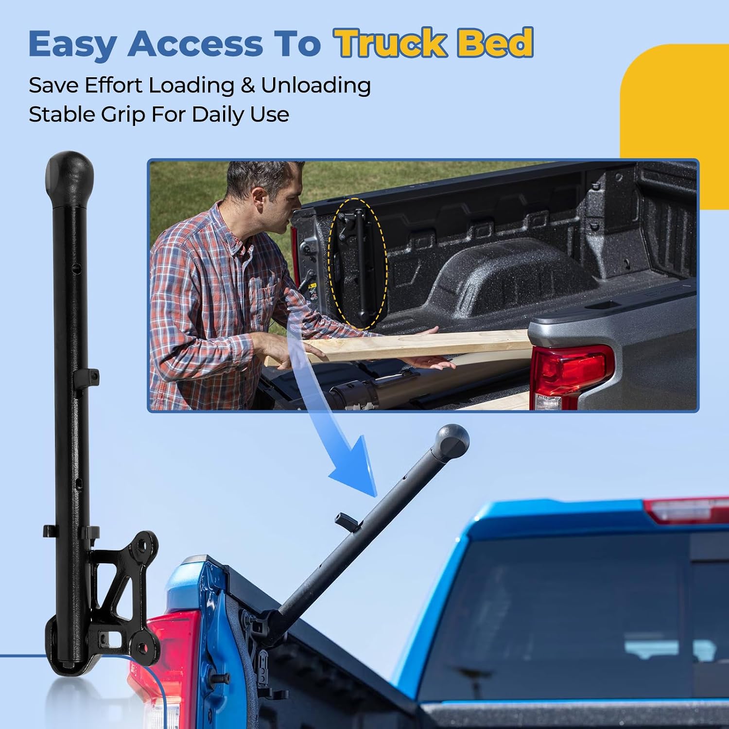 Auxiliary Tailgate Step Handle Compatible with Chevy Silverado & fit for GMC Sierra 1500 2500HD 3500HD 2019-2026 Up & Dowm Truck Assist Door Grip Handles,for Women,Men,Elderly,Kids #85116689 84338560