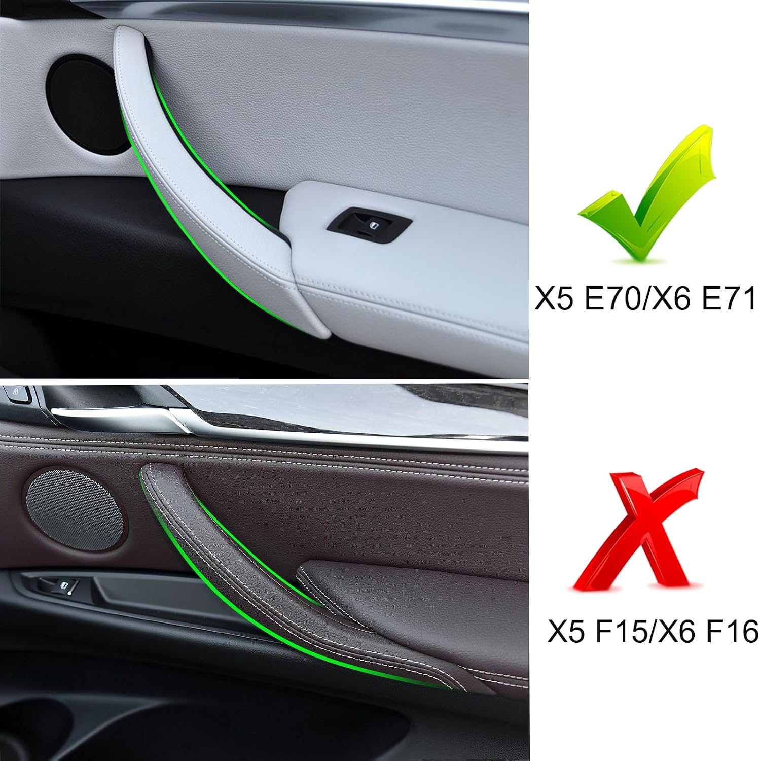 Jaronx for BMW X5 E70/X6 E71 Door Handle Replacement,Inner Door Pull Handle | Passenger Side Right Front/Right Rear (Fits:BMW X5 2008-2013 and X6 2008-2014) (Leather Cover NOT Inculded)