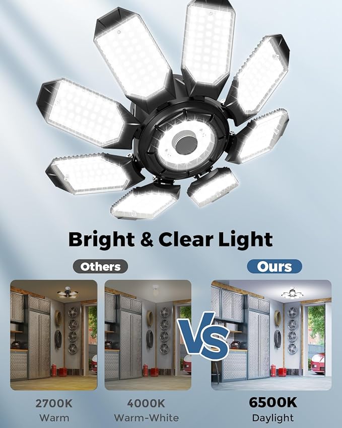 Adiding LED Garage Ceiling Lights 56000Lm 4 Pack w/ 8 Adjustable Panels - Image 7