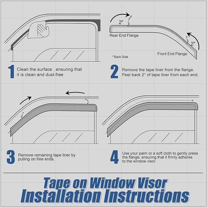 Auto Dynasty 4Pcs Carbon Fiber Pattern Window Visors Compatible - Image 5