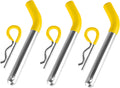 MaxxHaul 50565 3 Pack Trailer Hitch Pin & Clip with Rubber-Coated Vinyl Yellow Grip, 5/8" Diameter, Fits 2" Receiver