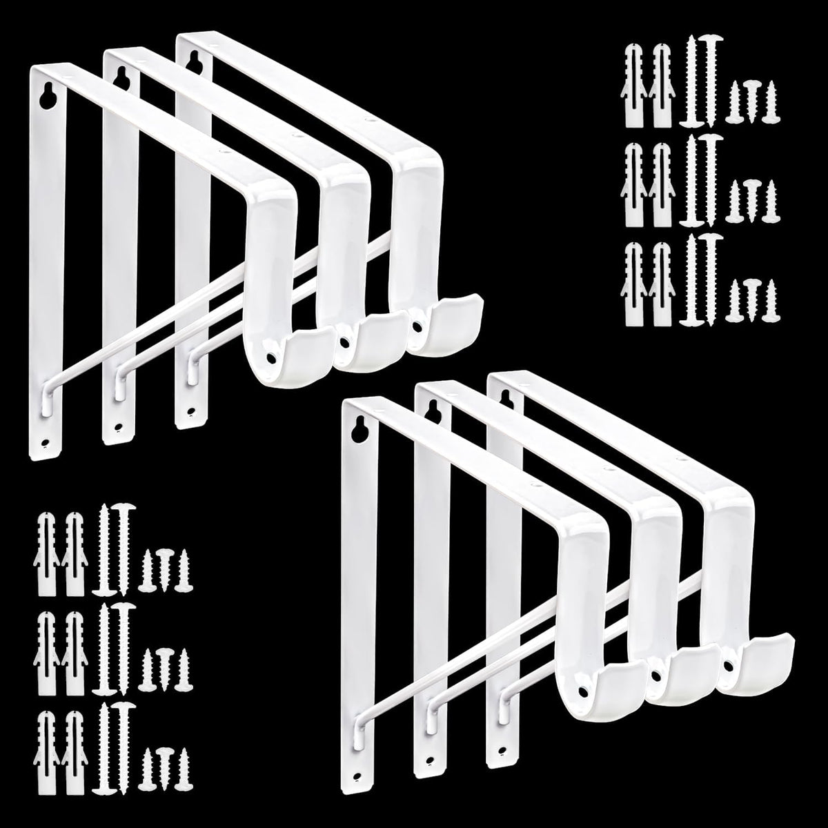 white closet rod brackets holder with screws, main product view