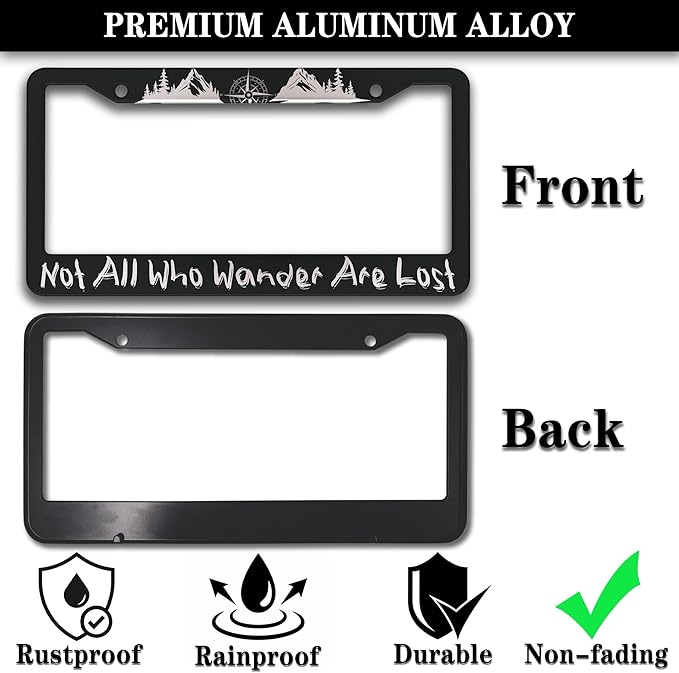 Metal License Plate Frame Black and White License Plate Frames Not All Who - Image 3