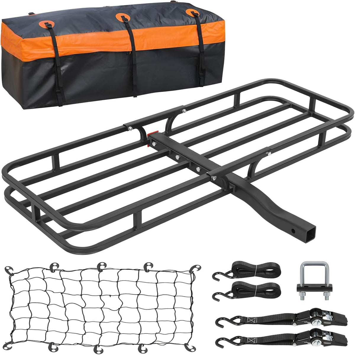 WEIZE Folding Hitch Mount Cargo Carrier Basket 53" X 19" + Waterproof Cargo Bag
