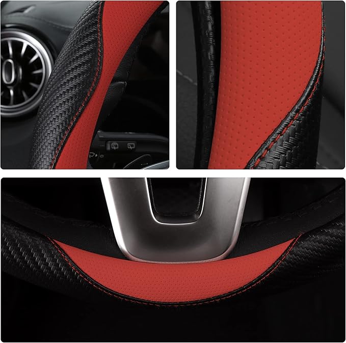 Car Steering Wheel Covers for Women Padded Carbon Fiber PU Leather Cute Auto - Image 6
