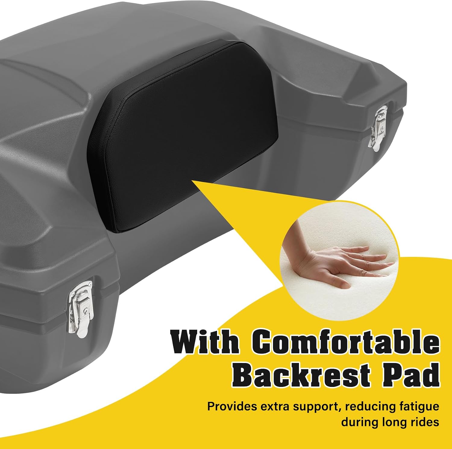 TCMT 96L ATV Storage Box Rack Basket Rear Cargo Trunk Luggage Tail Box with Backrest Universal
