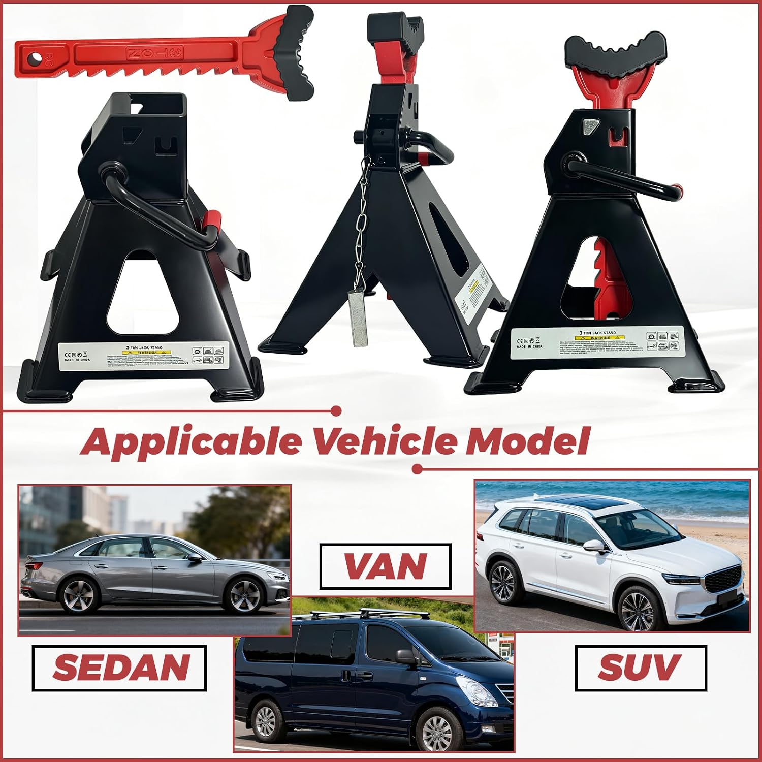 HENBOW Jack Stands,3 Ton(6600 Lbs) Capacity Car Jack Stand with Lock Pin,11.02"-16.14" Adjustable Height for Cars Trucks,Garage, SUV, UTV/ATV,1 Pair,Black