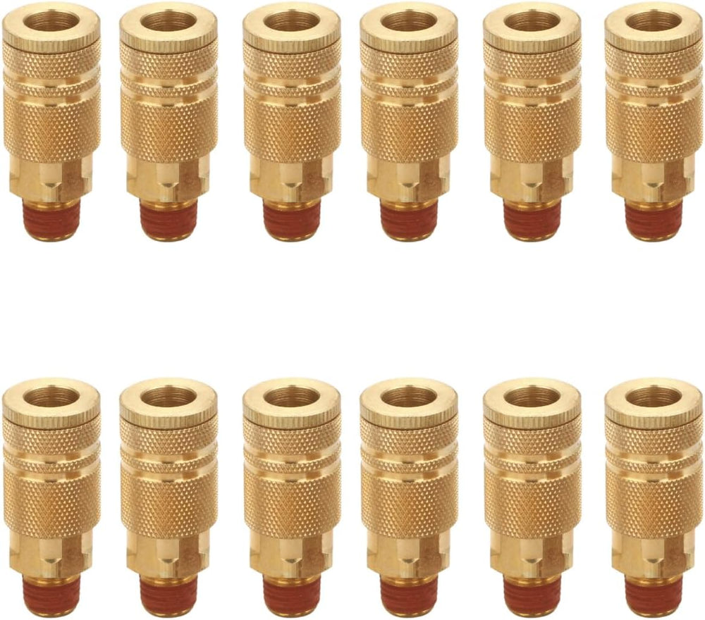1/4 Inch Brass Male Industrial Coupler, 12 Pack