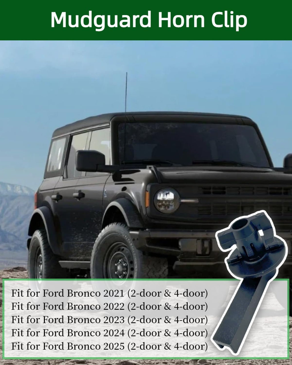 W721136S300 Fender Flare Clips Handle Locking Pins Front Rear Wheel Protector Clips Kit L-Shape Plastic Fit for Ford Bronco 2021 2022 2023 2024 2025 2/4 Door 4PCS