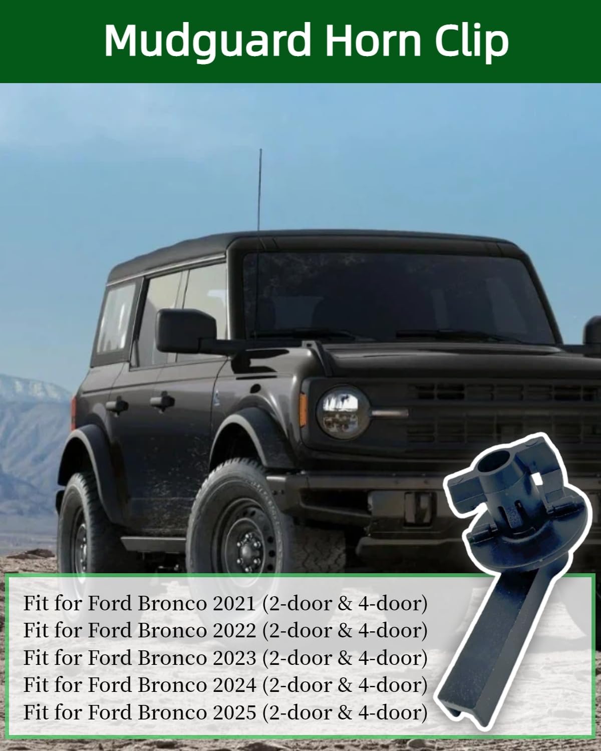 W721136S300 Fender Flare Clips Handle Locking Pins Front Rear Wheel Protector Clips Kit L-Shape Plastic Fit for Ford Bronco 2021 2022 2023 2024 2025 2/4 Door 4PCS