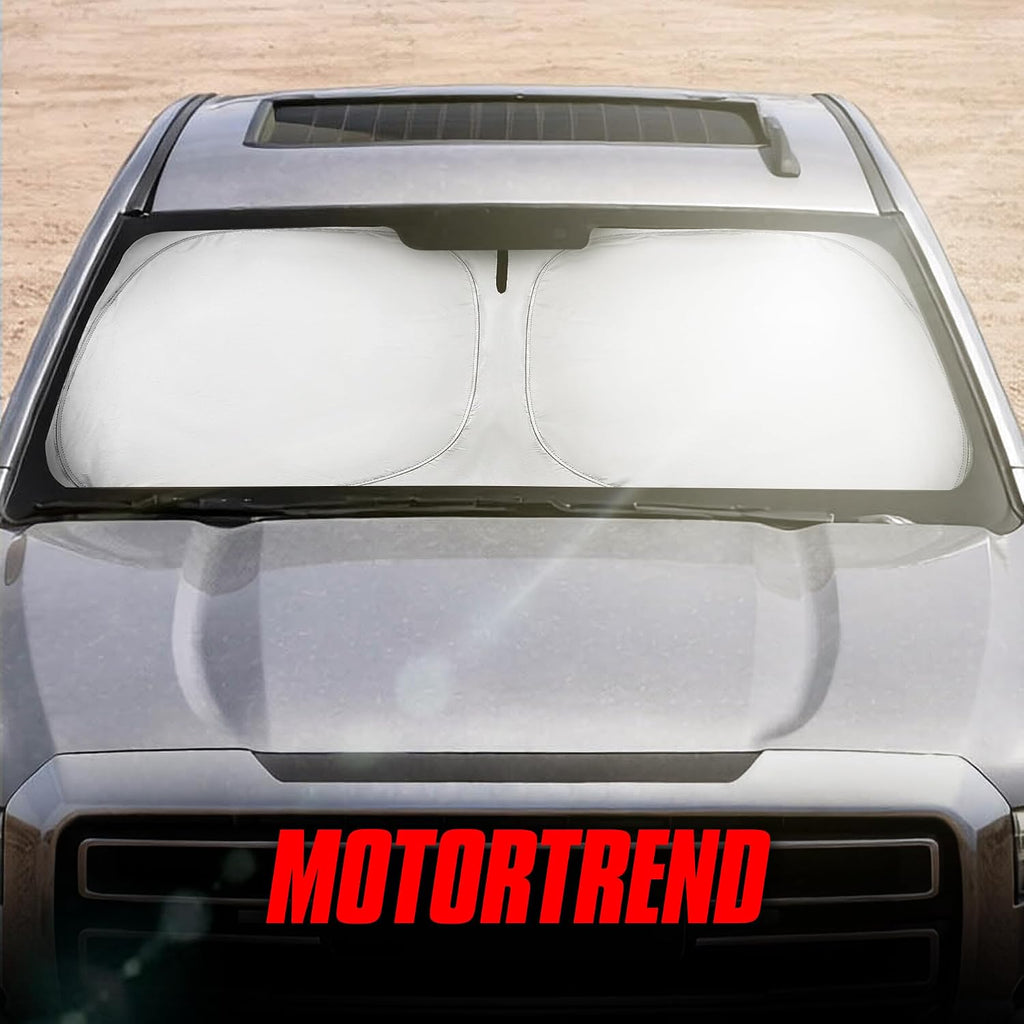 Motor Trend Custom Fit GMC Sierra & Chevy Silverado Windshield Sun Shade - Fits All (2014-2018) Trims - Car Windshield Sunshade Sierra & Silverado Accessories - Automotive Interior Protection