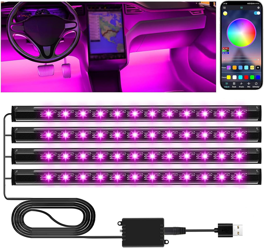 Winzwon Led Lights for Halloween Car Accessories Interior, Christmas White Elephant Gifts for Him Her Men Women Teen Boys Girls, APP Control with USB Port Color Change Lights for Truck Decor