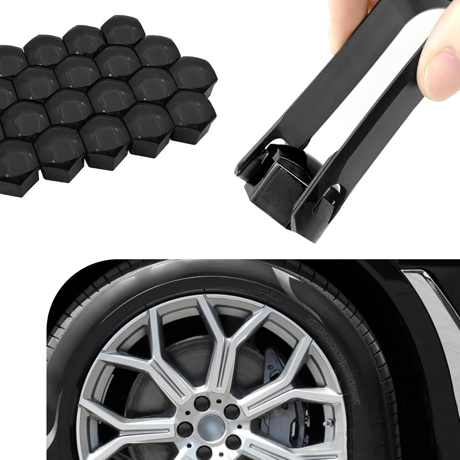 20Pcs Wheel Lug Nut Caps for 2023-2024 Jeep Wrangler Rubicon JL, Dustproof Hub Screw Protection Covers Prevent Rust Bolt Auto Exterior Rim Decoration,19mm-Black