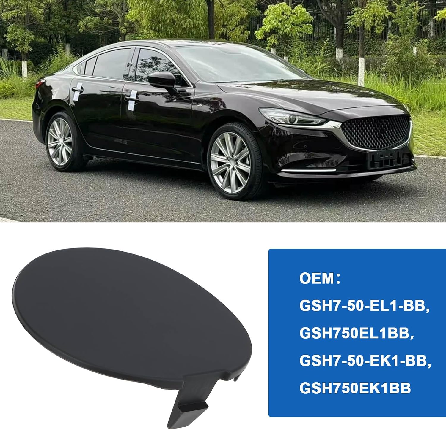 ECSiNG Rear Bumper Tow Hook Covers Pair Replace OEM GSH7-50-EL1-BB GSH7-50-EK1-BB Compatible with Mazda 6 Atenza 2018-2021