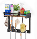 broom holder wall mount with shelf,broom hanger with, main product view