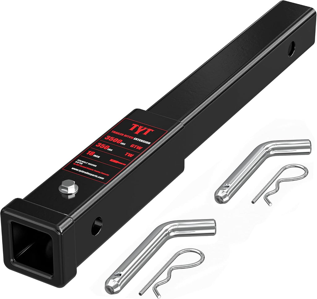 TYT Trailer Hitch Extension 18" inch, Trailer Extender for 2-inch Receiver with 5/8" Advanced Hitch Pin, 3500 lbs GTW / 350 lbs TW