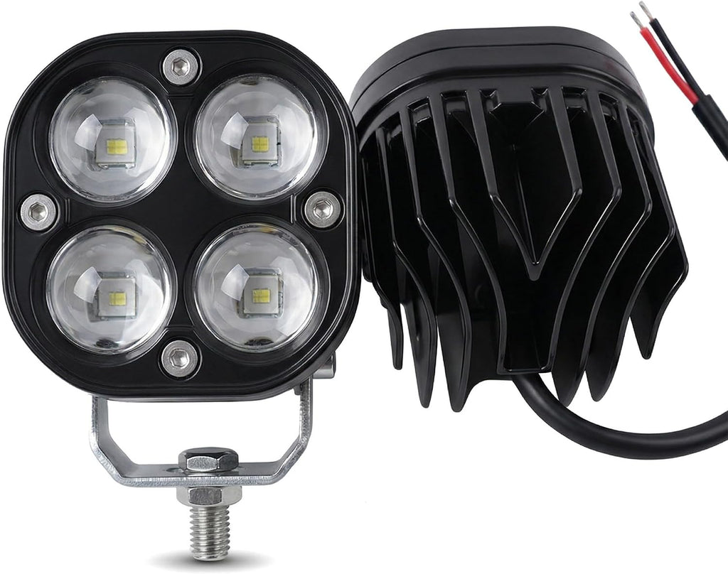 LED Motorcycle Lights,3 Inch 28W Super Bright 4 LED Pods Spotlights with Yellow+White Dual Light Colors, 12-80V Waterproof Driving Fog Lights for Motorcycle, ATV, UTV, Off-Road Vehicles 2 Pack
