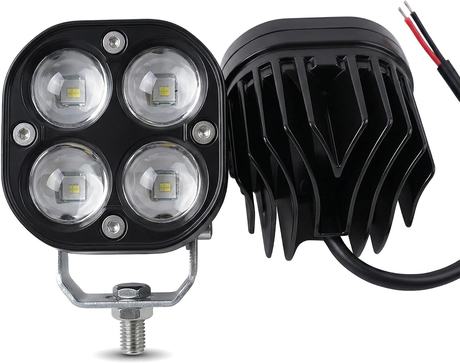 LED Motorcycle Lights,3 Inch 28W Super Bright 4 LED Pods Spotlights with Yellow+White Dual Light Colors, 12-80V Waterproof Driving Fog Lights for Motorcycle, ATV, UTV, Off-Road Vehicles 2 Pack