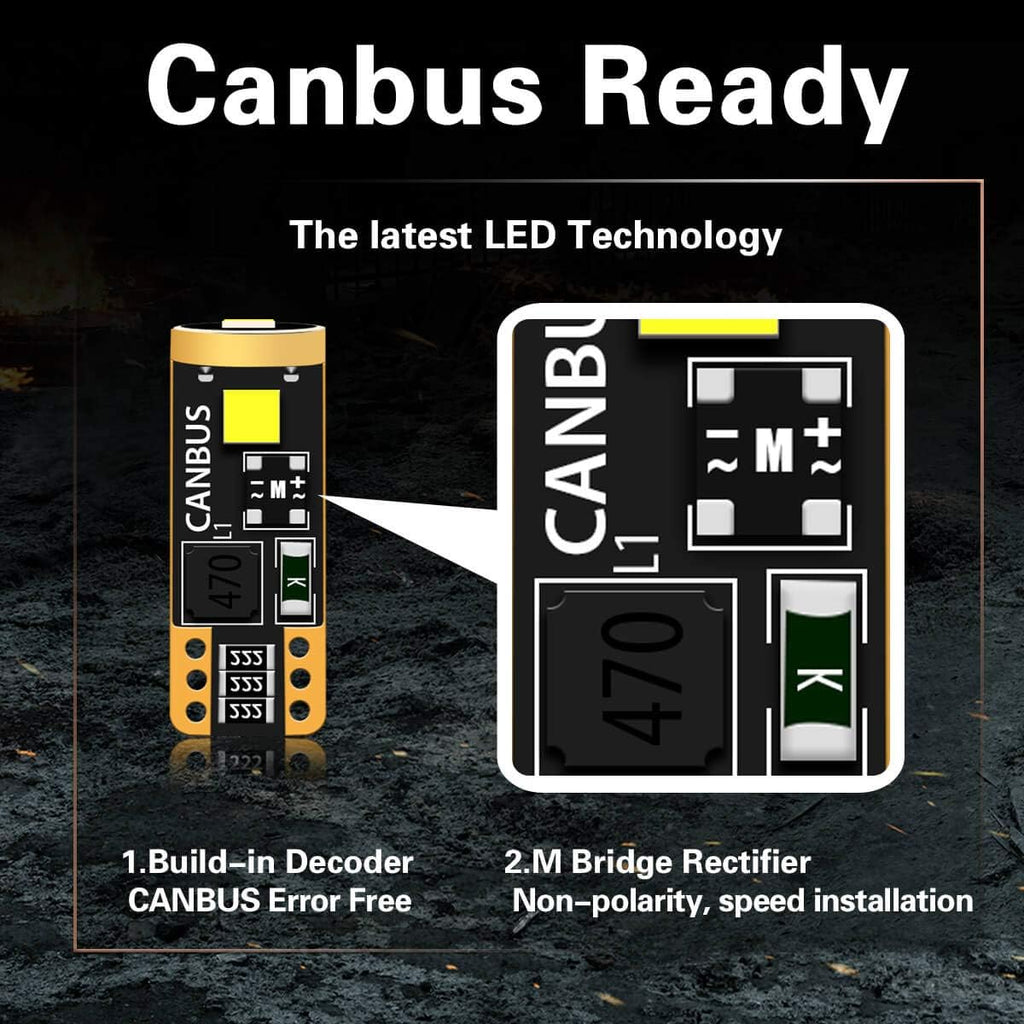 LASFIT 194 168 2825/921 912 W5W LED Bulbs Canbus White Combo Kit, License Plate Light and Back Up Reverse Light White Combo, 6000K, Non-Polarity, Pack of 4