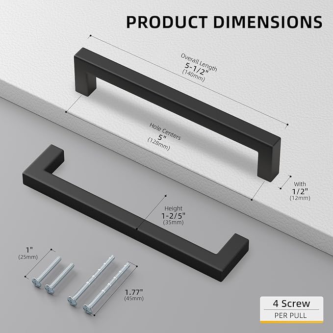 goldenwarm 30 Pack 5 Inch Black Cabinet Handles - Image 2