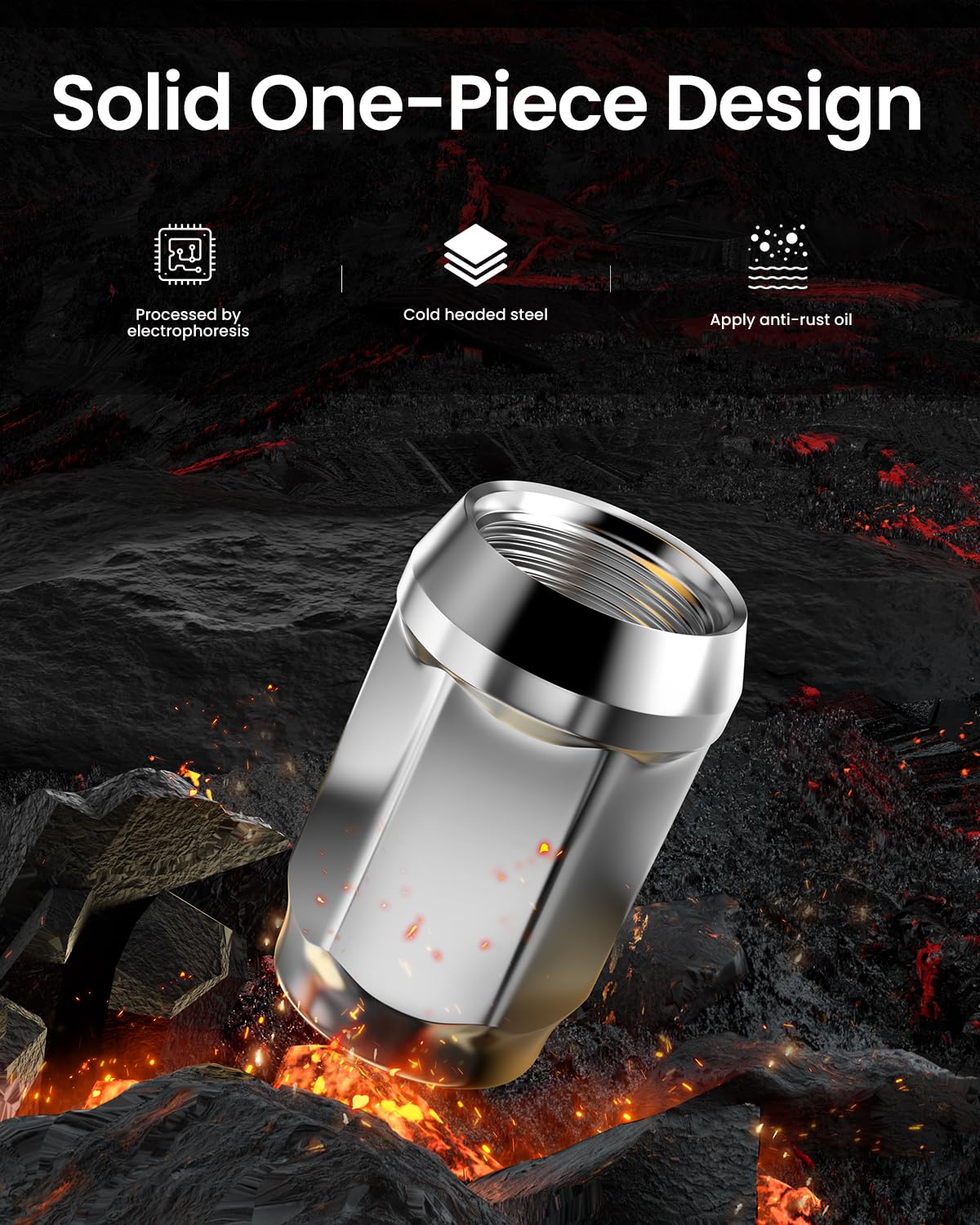 GAsupply 1/2x20 Lug Nuts 20pcs, Chrome 1/2''-20 Closed End Bulge Acorn Lug Nuts, 1.38" Tall 3/4" Hex, 60 Degree Conical/Cone Seat