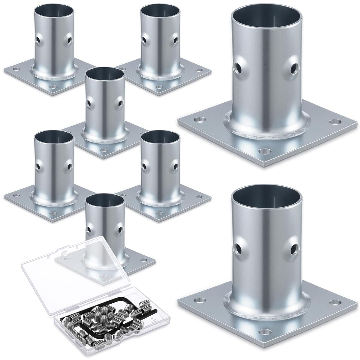 blulu 8 pack galvanized steel flange oblong base, main product view