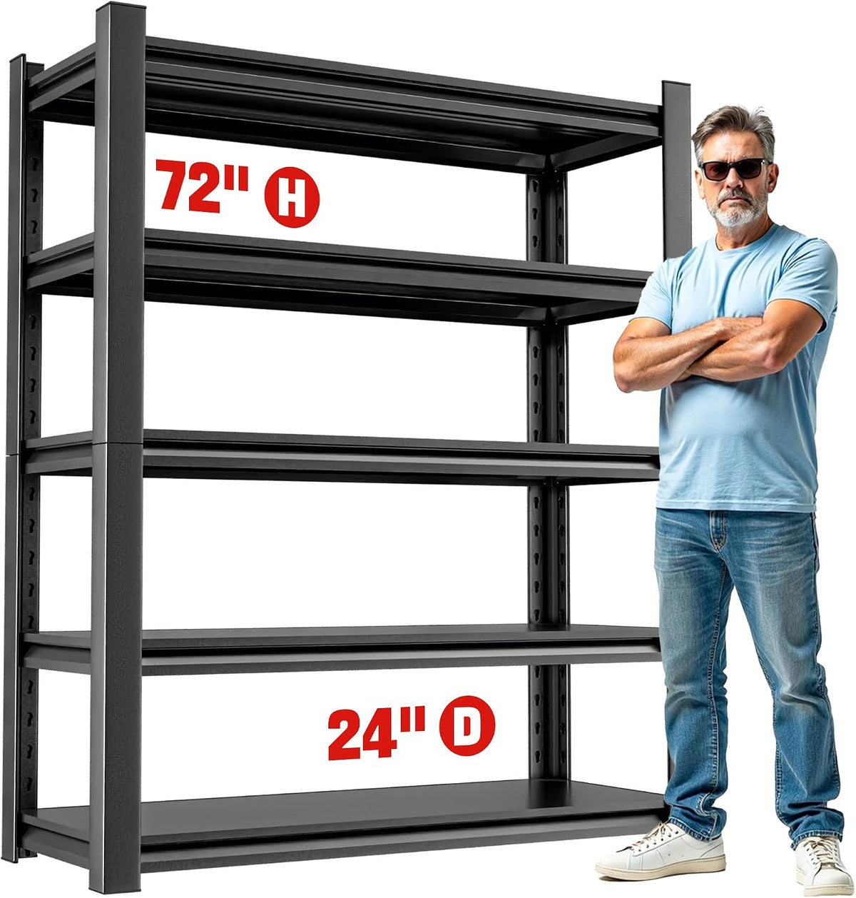 5 Shelf Heavy Duty Garage Shelving – Durable Metal Storage Shelf Organizer