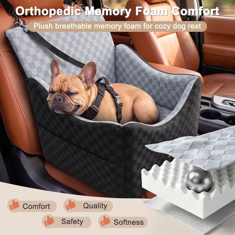 JOEJOY Elevated Dog Car Seat for Small/Medium Dogs up to 35 lbs, Memory Foam ...