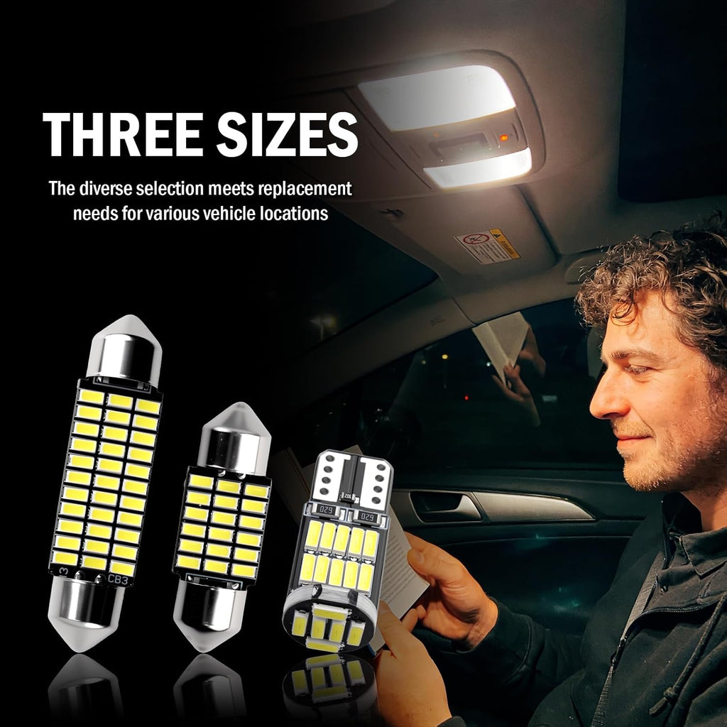 24PCS LED Interior Car Lights Kit,T10/31mm/41mm Car LED Lights Interior Replacement for Map Dome Door Trunk Light,Universal LEDs Light for Cars Interiors Fit for Most Cars/SUVs