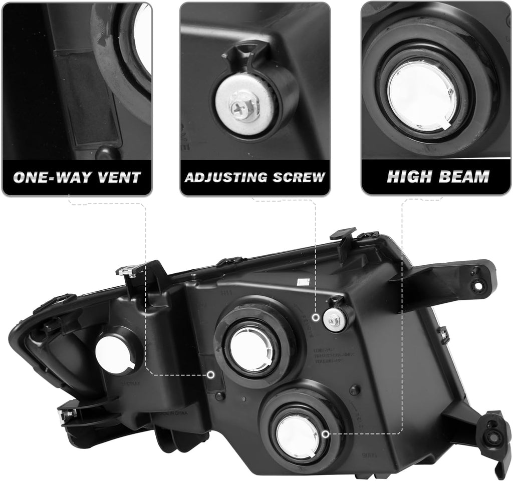 SOCKIR - Fit For 2007 2008 2009 2010 Ford Edge [Halogen Type] OEM Headlight Headlamp Assembly Pair Set (Black Housing with Clear Reflector)