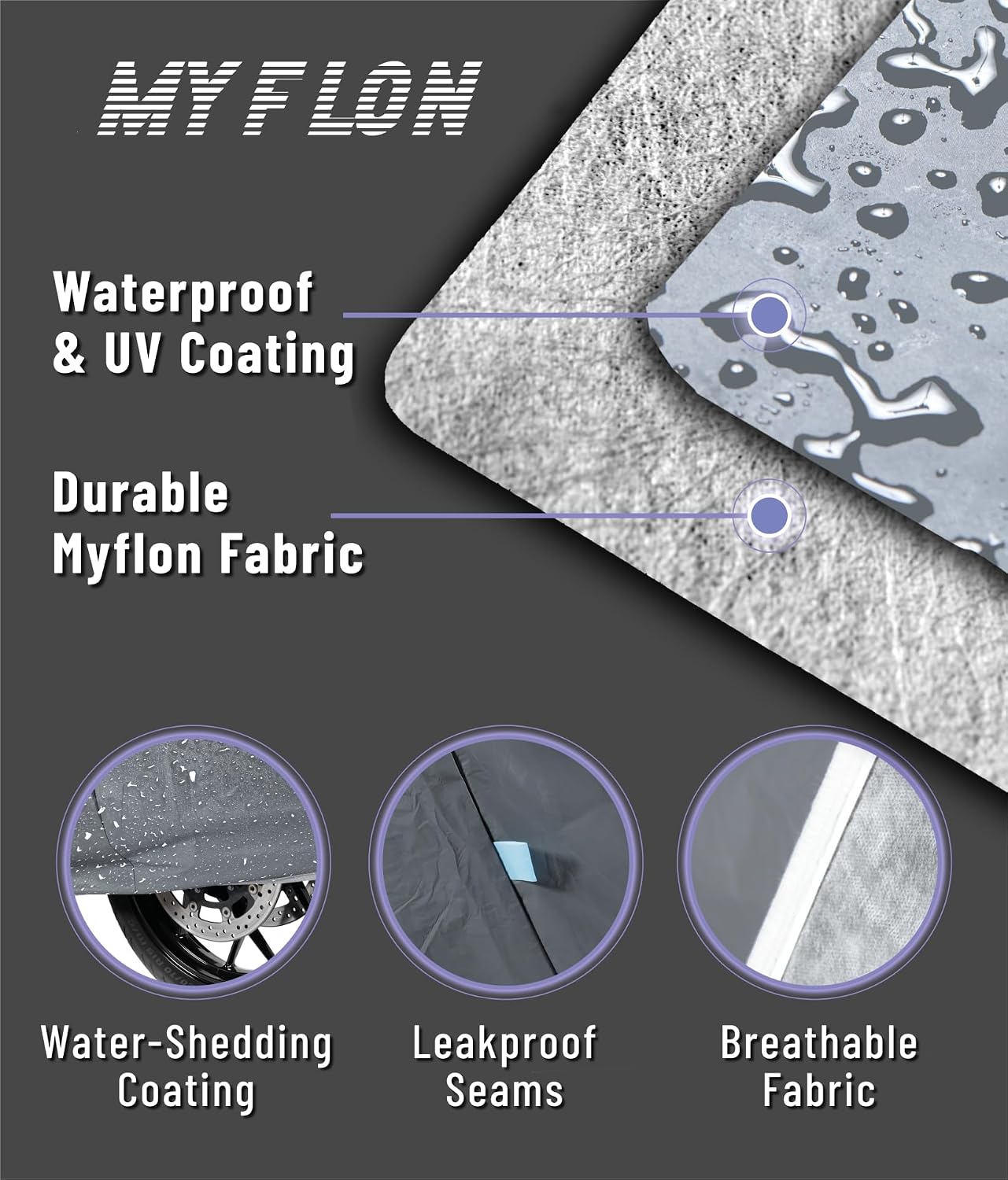 Motorcycle Cover All Season Universal Waterproof Sun Outdoor and Indoor Protection (Large)