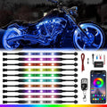 SHINIGHT 10 Pcs Motorcycle LED Light Kits, App Control Multicolor Waterproof Strip Lights with RF Remote, Music Sync & Multiple Scene Modes RGB for Motorcycles