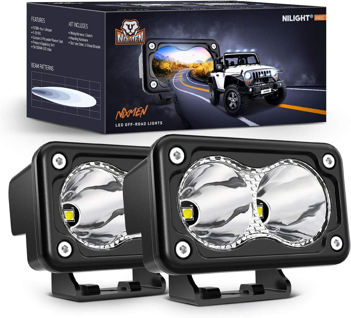 nilight pro series 2pcs 3 inch motorcycle led, main product view