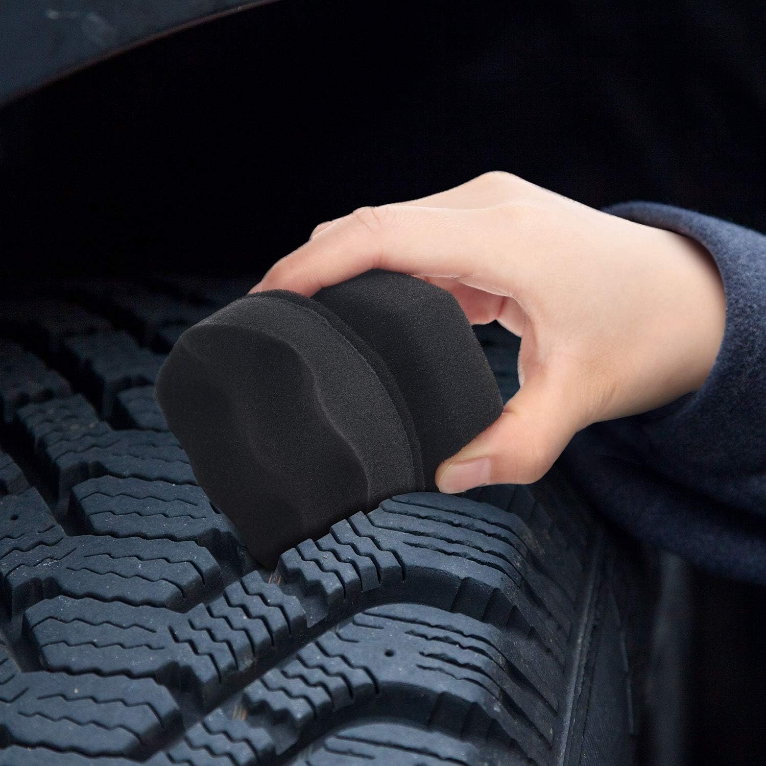 BBTO 3 Pieces Tire Shine Applicator Tire Dressing Applicator Pads Sponge Dressing Foam Gel Wet Car Detailing Reusable Cleaning Supplies for Car