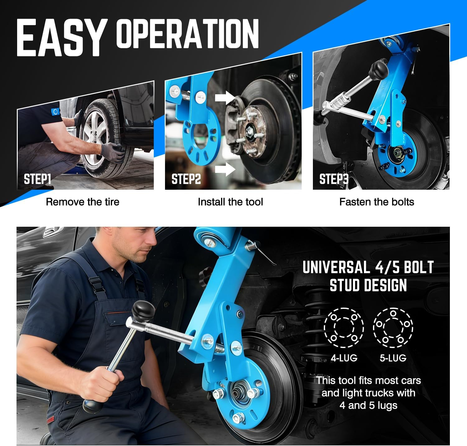 DNA MOTORING TOOLS-00249 Fender Roller Reforming Extending Tool Heavy Duty Wheel Arch Roller Flaring Former for Automobile Maintenance, Blue
