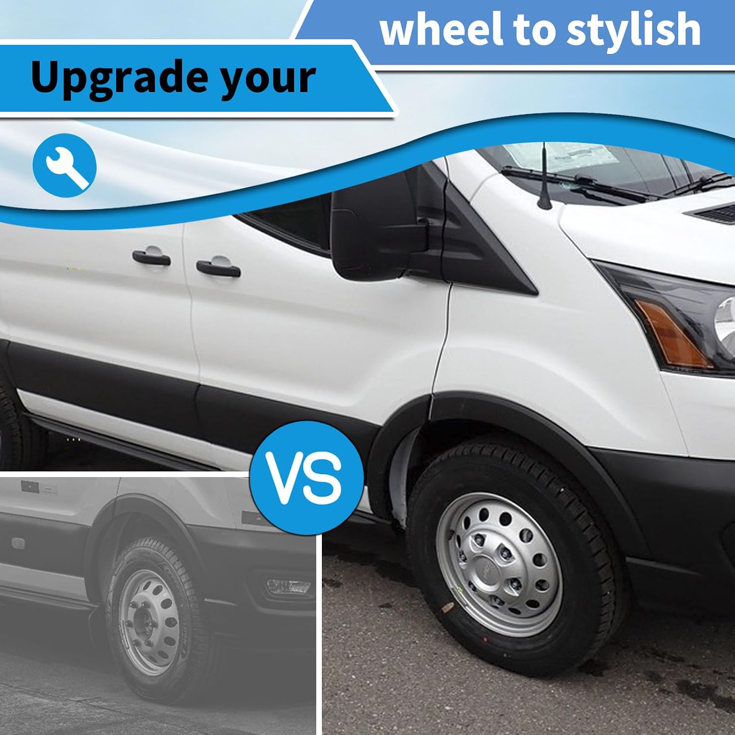 2Pcs Silver Hubcaps Fit for 2019-2026 Ford Transit 150 250 350 350HD 16" Wheel Center Cap Cover SRW & DRW Front Wheels Only (Not Rear Dual Wheels) Replaces KK4Z-1130-C KK4Z-1130-F (Silver)