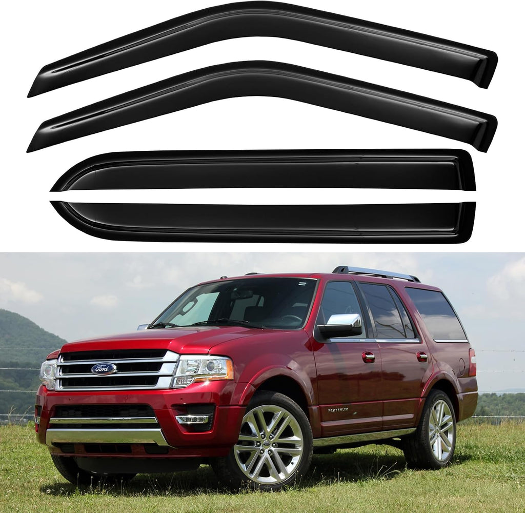 Window Visors Rain Guards for 1997-2017 Ford Expedition, Out-Channel Window