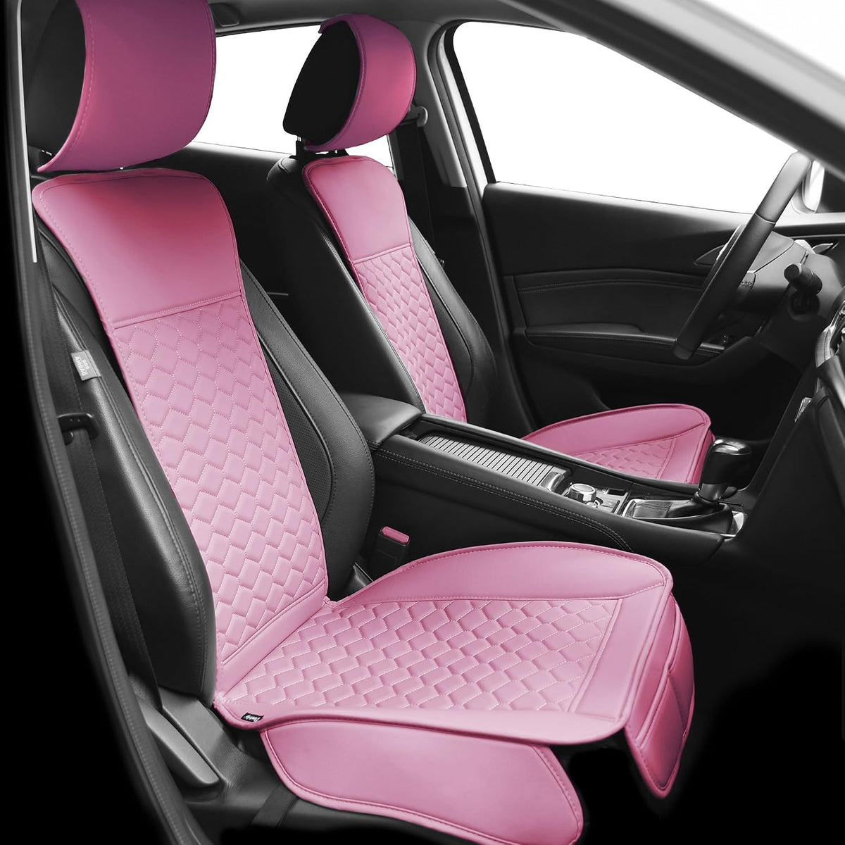 Elantrip 2 PCS Front Car Seat Covers Pink Leather Auto