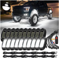 20Pods All Pure White LED Rock Lights Full Kit Plug and Play & Pre Wired 6500K with Switch Wiring Harness Extension Fuse Long Wires, 300Chips Waterproof Underglow 12V for Semi Trucks Pickup Offroad