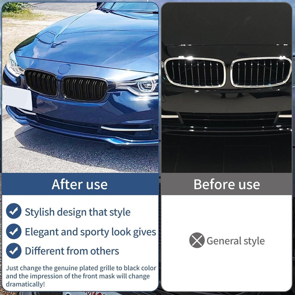 F30 Grill - Front Kidney Grille Black Grill for 2012-2018 BMW 3 Series F30 F31 320i 328i 328d 330e 330i 335i 340i 328i (Gloss Black-Double Slats)